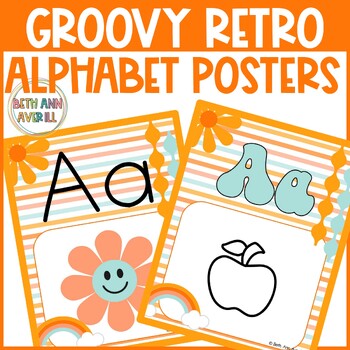 Groovy Alphabet Posters Classroom Decor Retro Groovy Boho Classroom Posters