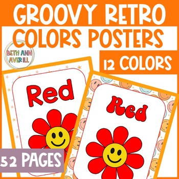Groovy Boho Color Posters Retro Classroom Decor Set Color Name Posters