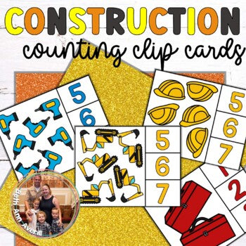 Construction Themed Counting Clip Cards for Counting Fluency to 10 Activity