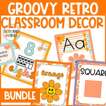 Groovy Retro Boho Classroom Decor Full Set Groovy Theme Classroom Editable