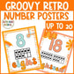 Groovy Boho Retro Number Posters  with ten frames Classroom Decor Numbers 0 - 20