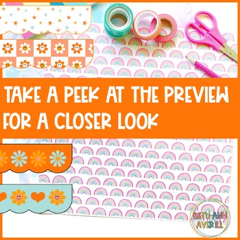Groovy Boho Borders Retro Classroom Bulletin Board Decorations