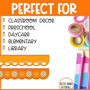 Groovy Boho Borders Retro Classroom Bulletin Board Decorations