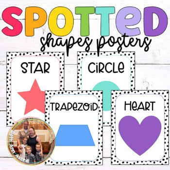 Dotted Shapes Posters Watercolor Classroom Decor Spotted Brights