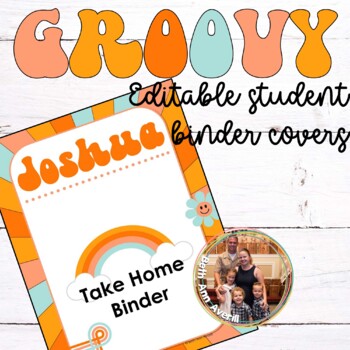 Editable Student Binder Covers in Groovy Boho Retro Theme Take Home Folders