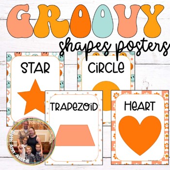 Groovy Boho Shapes Posters Retro Classroom Decor 2d Shapes Posters Kindergarten