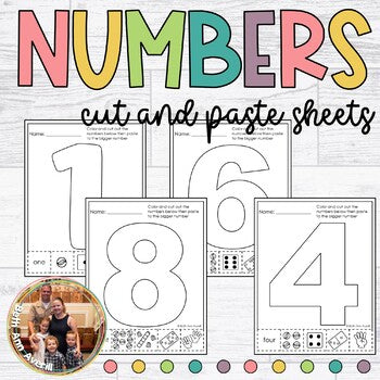 Number Words Cut and Paste Worksheets