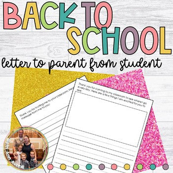 Back to School Night Letter to Parent From Student Activity for Open House