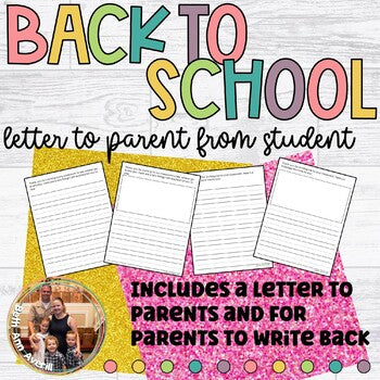 Back to School Night Letter to Parent From Student Activity for Open House