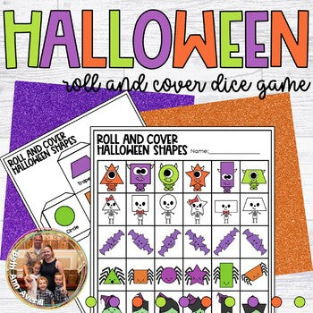 Kindergarten Math Dice Games Roll and Cover Shapes
