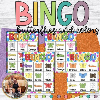 Rainbow Butterfly Colors Bingo Set for Preschoolers