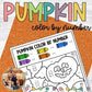Pumpkin Color by Number Sense Coloring Worksheets Pumpkin Coloring Activities