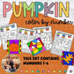 Pumpkin Color by Number Sense Coloring Worksheets Pumpkin Coloring Activities