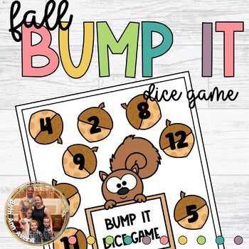 Fall Bump Game Math Dice Addition Game