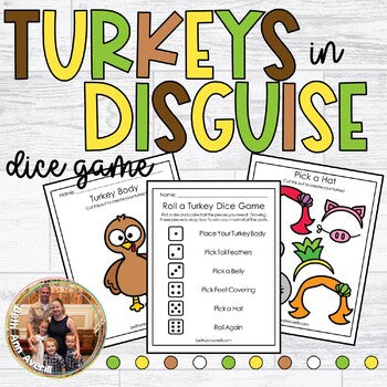 Roll a Turkey Dice Game Disguise a Turkey Craft Activity for Thanksgiving Party