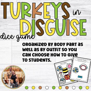 Roll a Turkey Dice Game Disguise a Turkey Craft Activity for Thanksgiving Party