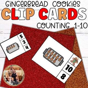 Gingerbread Man Counting Matching Numbers Clip Cards