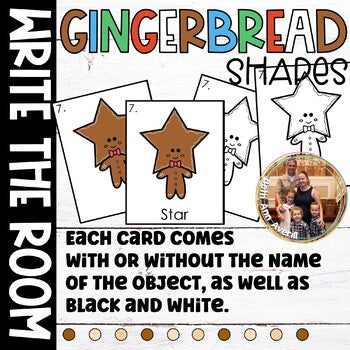 Gingerbread Man Write the Room Math Writing Centers with Shapes Recognition