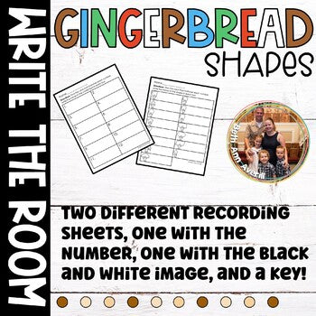 Gingerbread Man Write the Room Math Writing Centers with Shapes Recognition