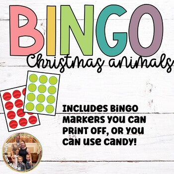 Christmas Bingo Cards for Classroom Parties Featuring Watercolor Animals