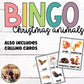 Christmas Bingo Cards for Classroom Parties Featuring Watercolor Animals