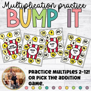 Multiplication Bump Game Math Dice Popcorn Party