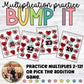 Valentine Math Bump Games for Multiplication Practice Sheets
