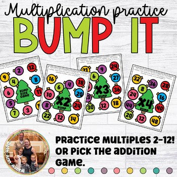Christmas Multiplication Bump Game Math Dice