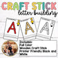 Popsicle Sticks Activities Upper Case Alphabet Letters Craft Task Cards