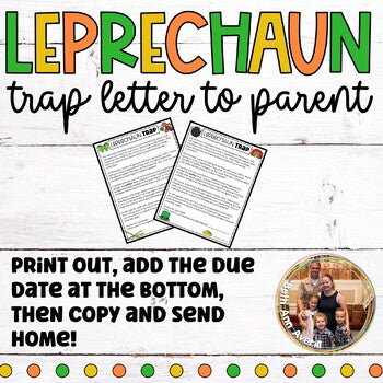 Editable St. Patrick's Day Leprechaun Trap Letter to Parents Activity