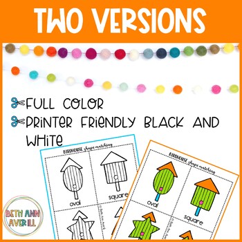 Spring File Folder Games Bird Shapes