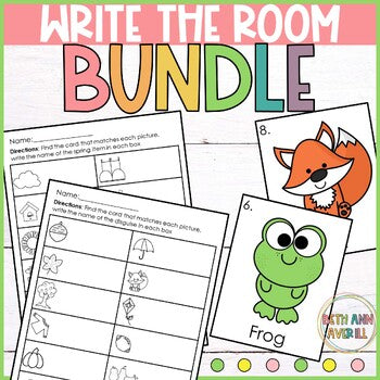 Kindergarten Write the Room Growing Bundle Including Winter Christmas Fall
