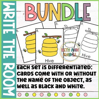 Kindergarten Write the Room Growing Bundle Including Winter Christmas Fall
