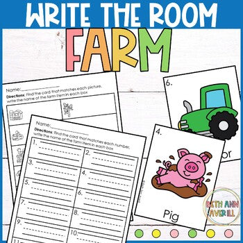Farm Write the Room Kindergarten