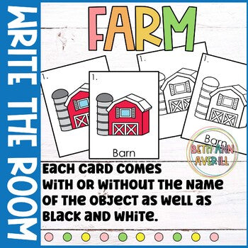 Farm Write the Room Kindergarten