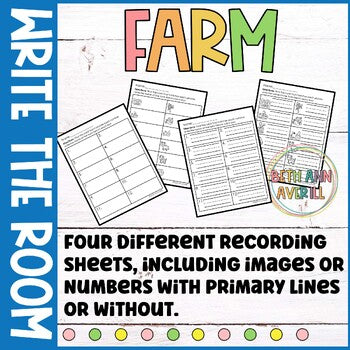 Farm Write the Room Kindergarten