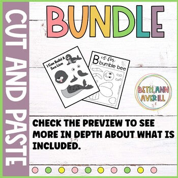 Cut and Paste Craft Activity Bundle for Centers Including Spring and Ocean