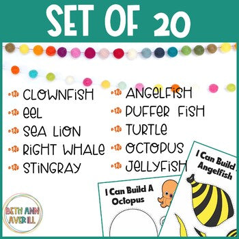 Ocean Animal Cut and Paste Craft Beach Theme Activities Kindergarten