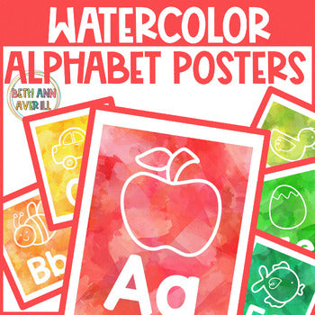 Watercolor Alphabet Posters Watercolor Classroom Decor