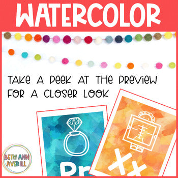 Watercolor Alphabet Posters Watercolor Classroom Decor – Beth Ann Averill