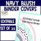 Editable Student Binder Covers in Navy Mint and Blush Theme