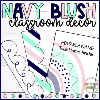 Navy Mint Blush Classroom Decor Set