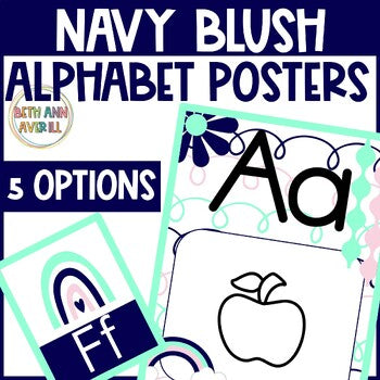 Navy Mint Alphabet Posters Classroom Decor