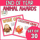 Editable End of Year Animal Awards Certificate for Preschool or Kindergarten