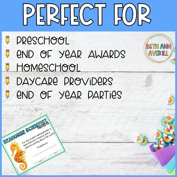Editable End of Year Animal Awards Certificate for Preschool or Kindergarten