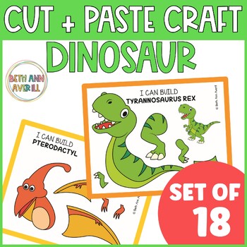 Dinosaur crafts cut and paste Activities fine motor cutting craft for preschool