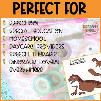 Dinosaur crafts cut and paste Activities fine motor cutting craft for preschool