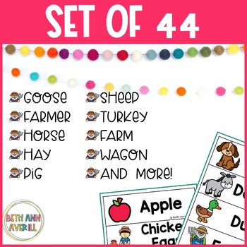 Farm Word Wall Tracing Words Worksheets
