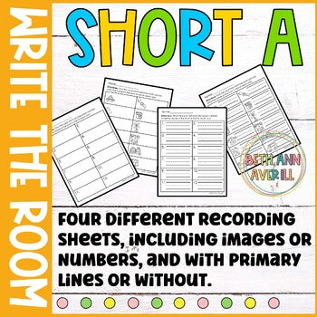 Short A Write the Room for Kindergarten Writing Center with CVC Fluency