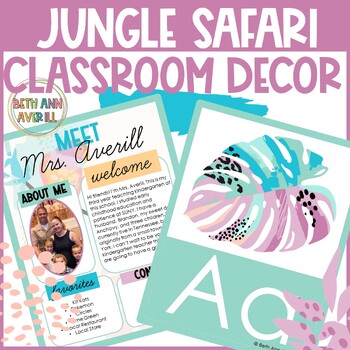 Bright Safari Classroom Decor Tropical Theme GROWING BUNDLE